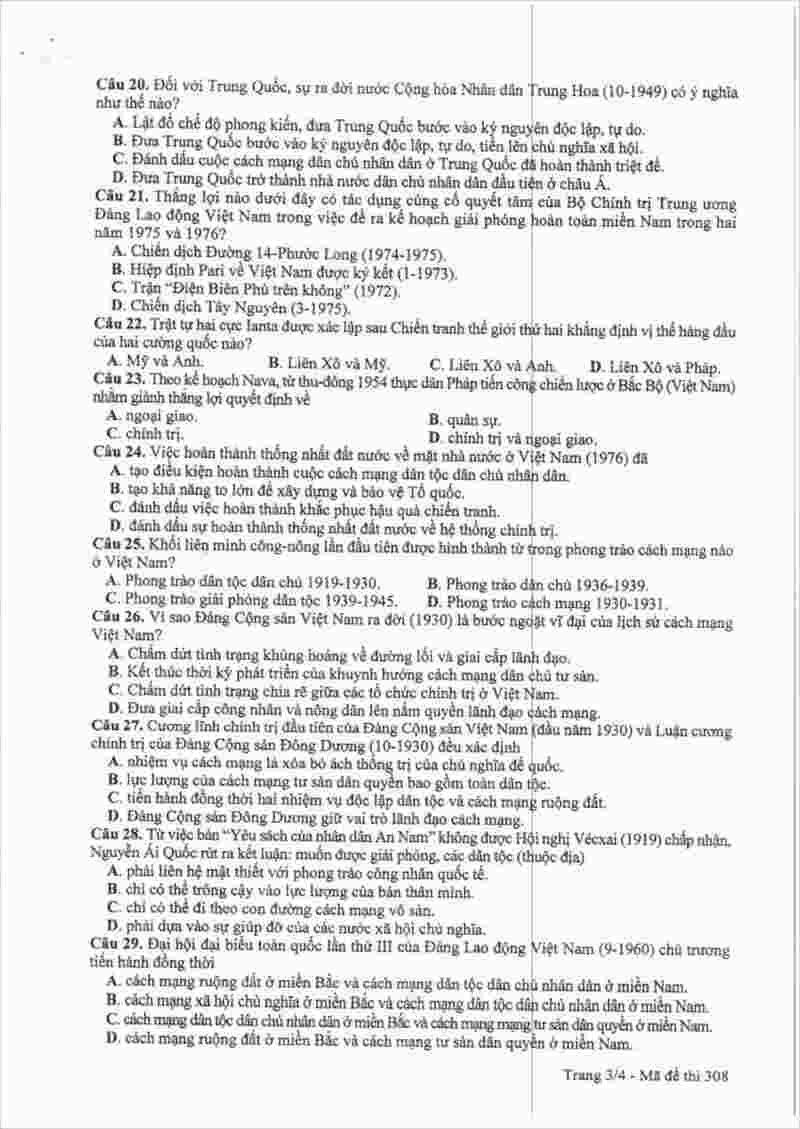 đề thi sử mã đề 308 kỳ thi THPT quốc gia năm 2017 (3)