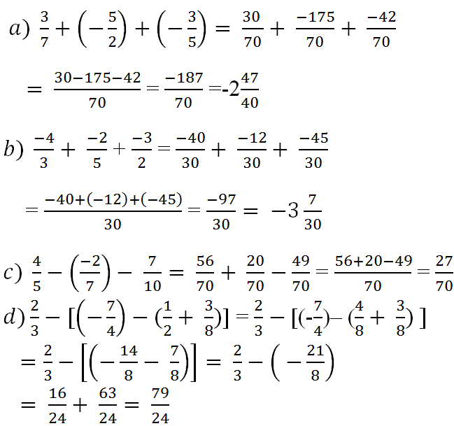 Giải bài tập toán lớp 7: Cộng, trừ số hữu tỷ trang 10 sách giáo khoa bài 9