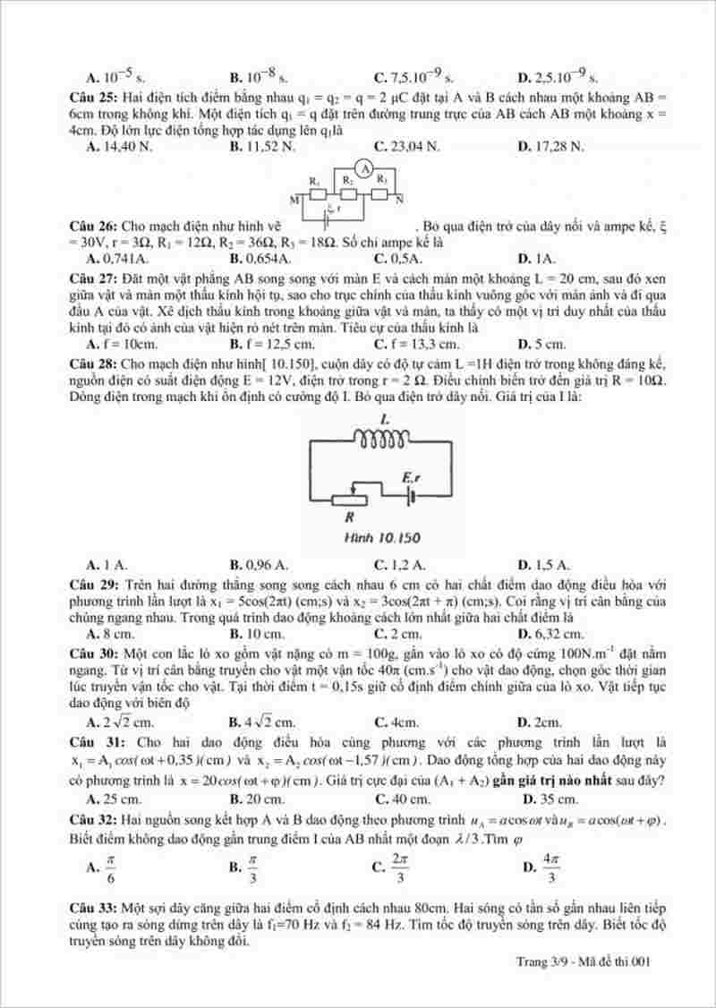 Đề thi thử THPT môn Lý trường THPT Quỳ Hợp 2 – Nghệ An lần 1 – 2018.