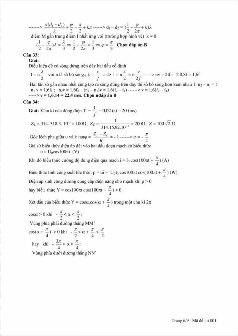 Đáp án Đề thi thử THPT môn Lý trường THPT Quỳ Hợp 2 – Nghệ An lần 1 – 2018.