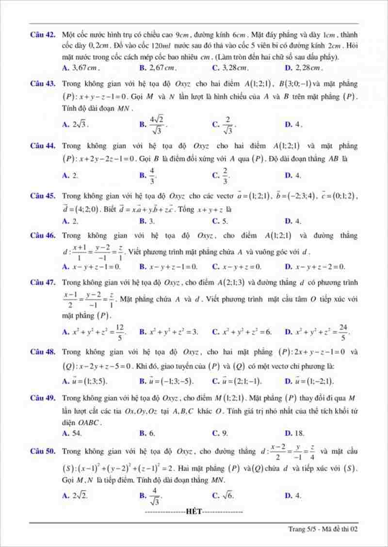 Đề thi thử THPT môn toán trường Chuyên Phan Bội Châu Nghệ An năm 2017