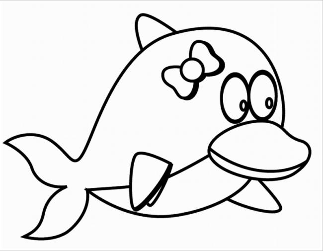 Hình tô màu con cá heo dễ thương và đơn giản cho bé