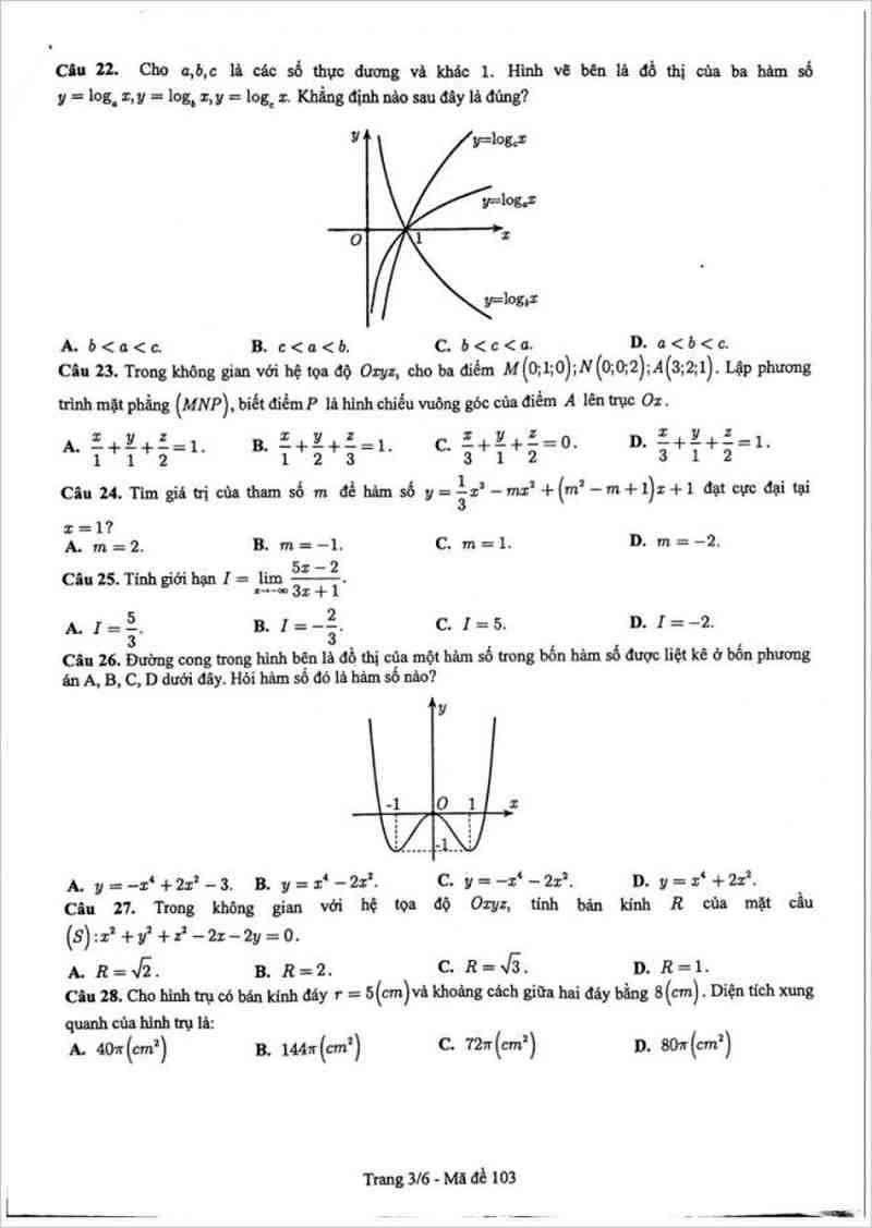 Đề thi thử THPT môn Toán Sở GD&ĐT Bắc Ninh năm 2017