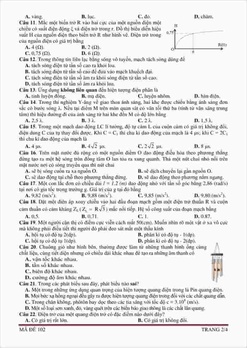 Đề thi thử THPT môn Lý sở GD&ĐT Bình Phước lần 1- 2018