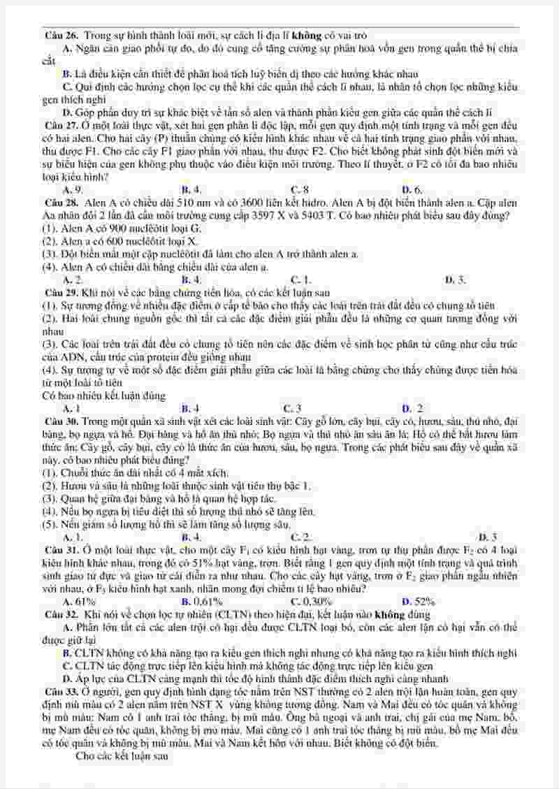 đề thi thử môn sinh học THPT Hậu Lộc 1 Thanh Hóa năm 2018 (3)