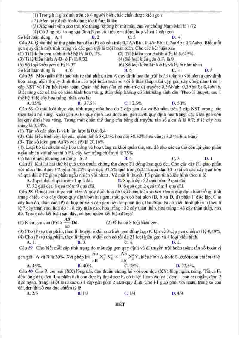 đề thi thử môn sinh học THPT Hậu Lộc 1 Thanh Hóa năm 2018 (4)