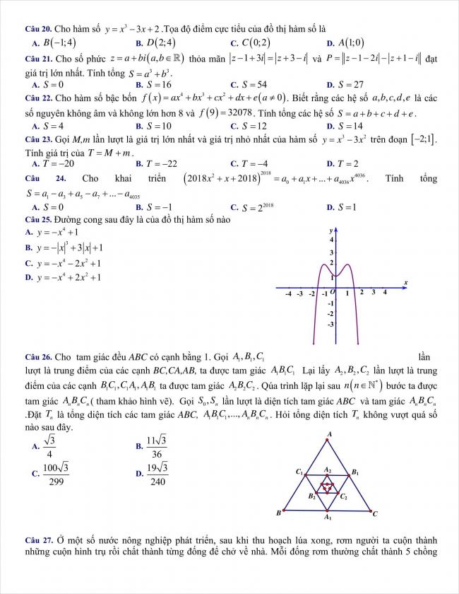 đề toán thi thử THPT chuyên Hùng Vương, Bình Dương năm 2018 (3)