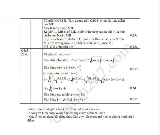 đáp án đề toán thi thử vào lớp 10 THPT Sầm Sơn 2018 (3)