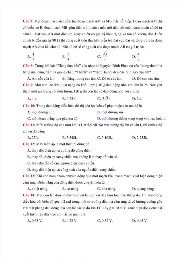 đề thi thử vật lý THPT chuyên Quốc Học Huế năm 2018 (2)