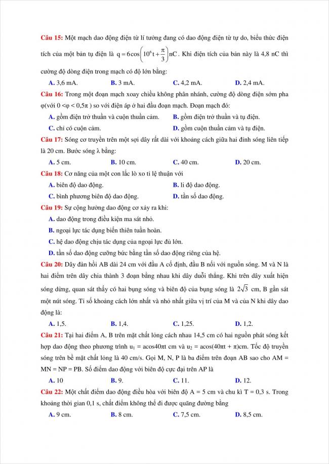 đề thi thử vật lý THPT chuyên Quốc Học Huế năm 2018 (3)