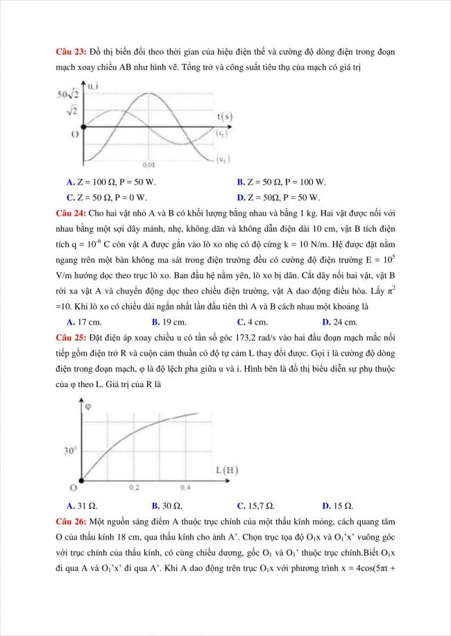 đề thi thử vật lý THPT chuyên Quốc Học Huế năm 2018 (4)
