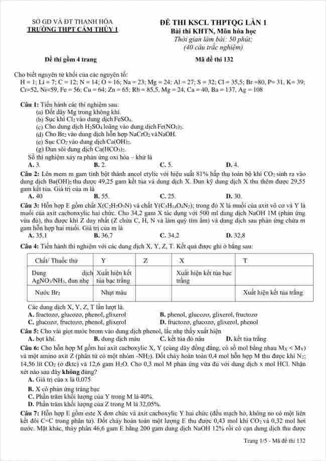 đề thi thử môn hóa THPT Cẩm Thủy 1 năm 2018 (1)