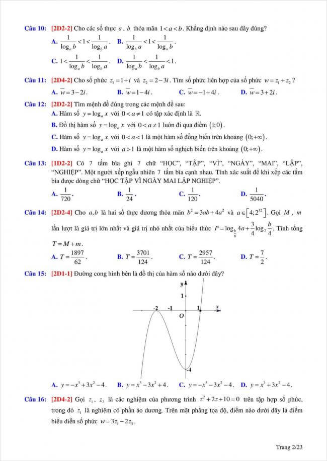 đề thi thử môn toán THPT Can Lộc, Hà Tĩnh 2018 (2)