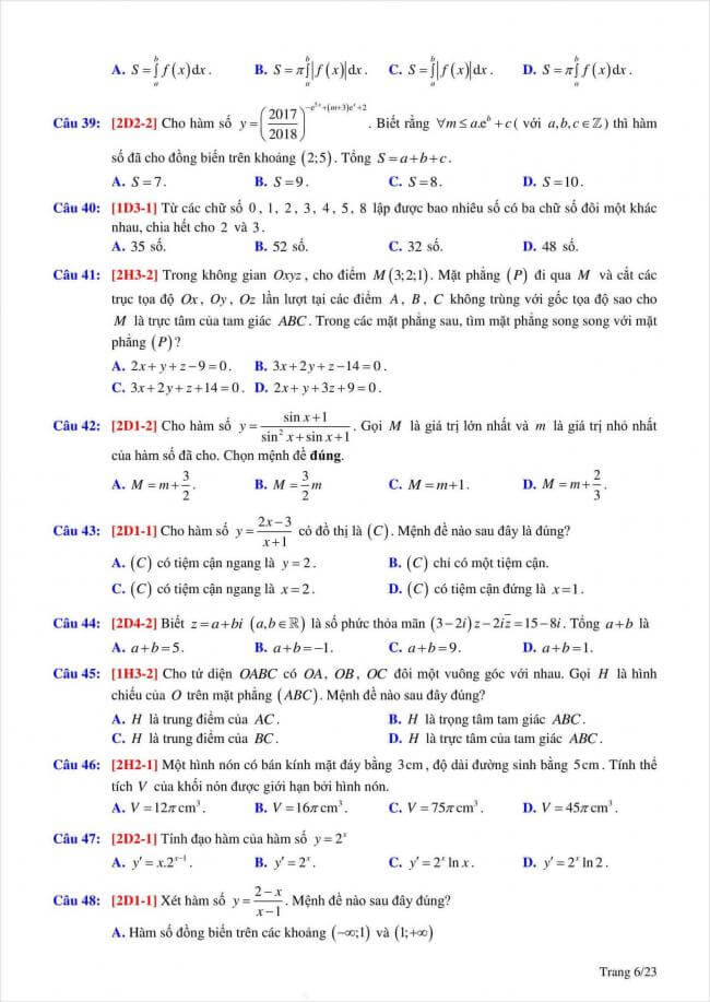 đề thi thử môn toán THPT Can Lộc, Hà Tĩnh 2018 (6)