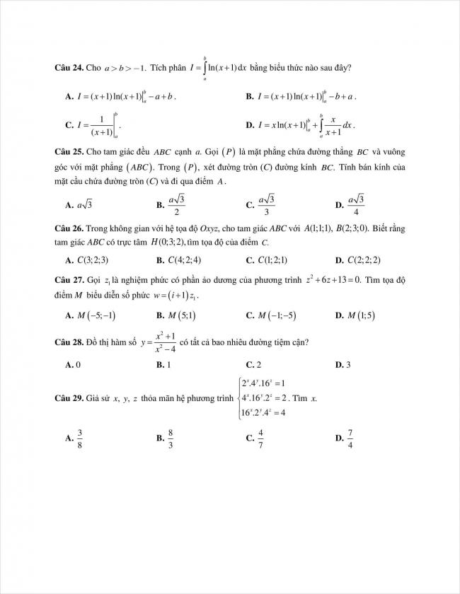 đề toán thi thử THPT chuyên Quốc học Huế năm 2018 (4)