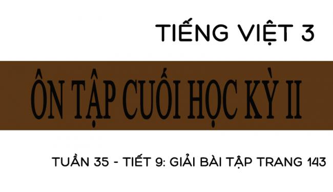Tuần 35 ôn tập cuối học kỳ II Tiết 9: giải bài tập trang 143 Tiếng Việt 3