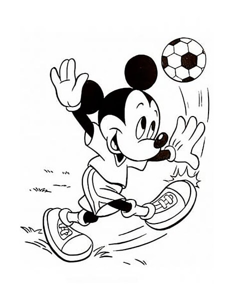 Chuột Mickey đang đá bóng