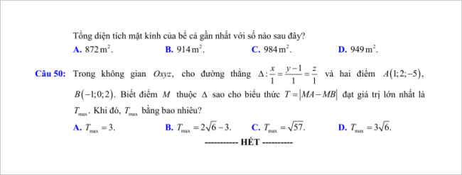 trang 7/7 câu 50 đề toán thi thử thpt chu văn an
