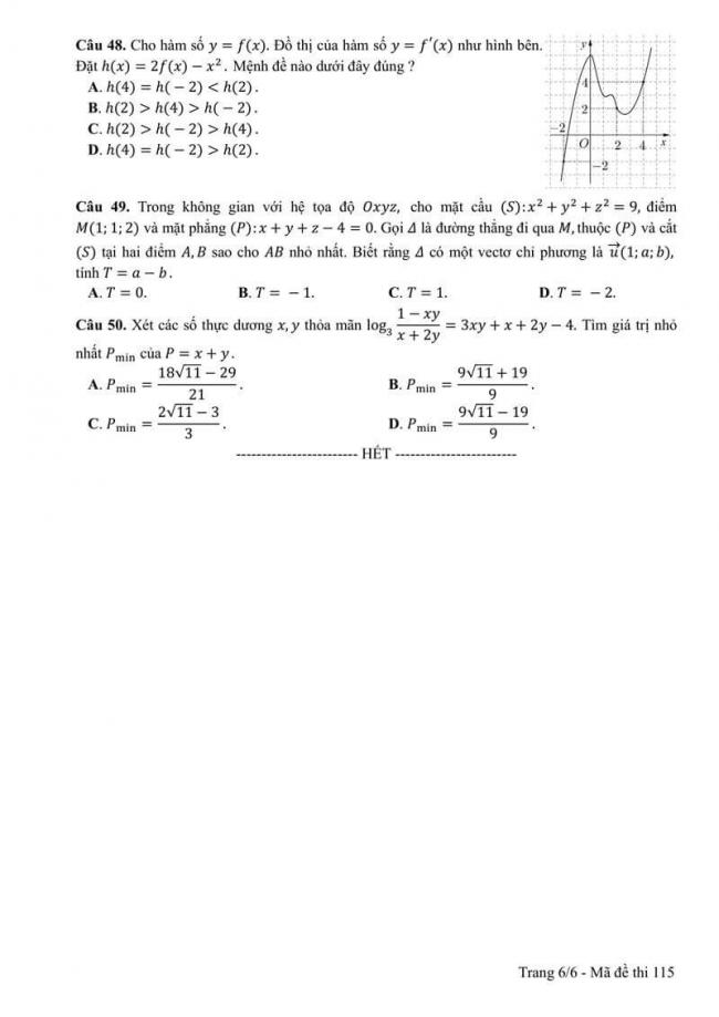 Đáp án đề thi môn Toán 115 THPT Quốc Gia năm 2017 trang 6