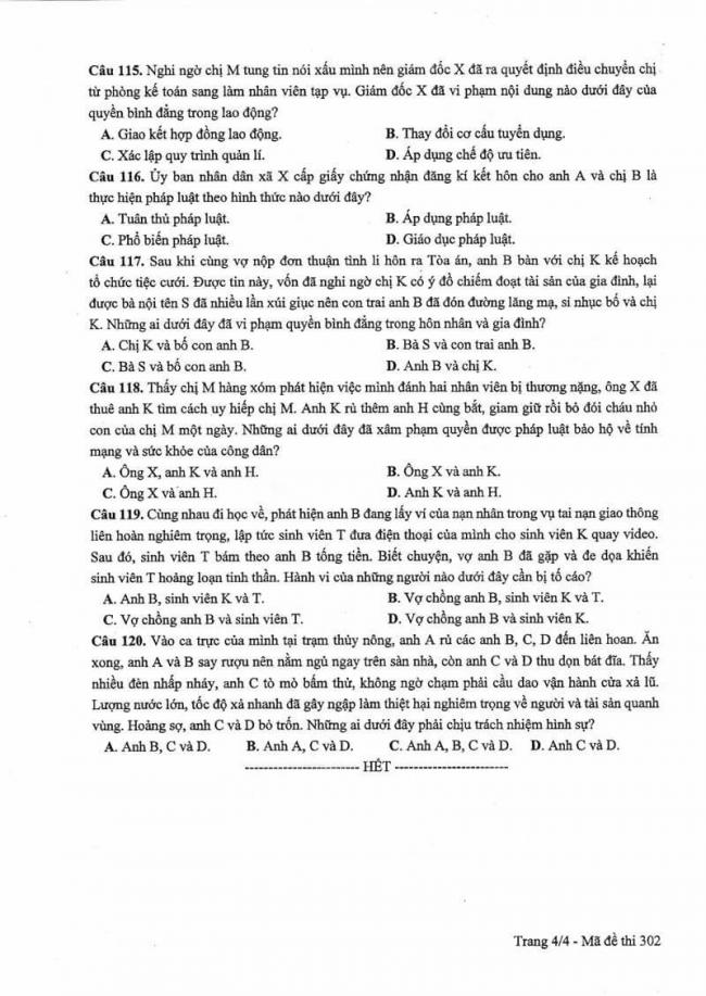 Đáp án đề thi môn GDCD 302 THPT Quốc Gia năm 2017 trang 4