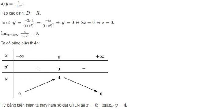 Đáp án câu a bài 4 trang 24 sgk giải tích lớp 12