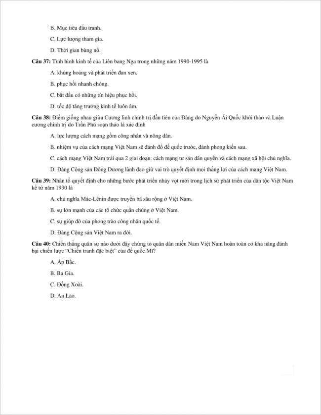 trang 7 câu 37 đến 40 đề sử thi thử thpt 2018 hà nội