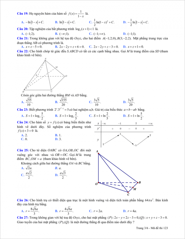 câu 19 - 27 đề toán thi thử thpt newton năm 2018