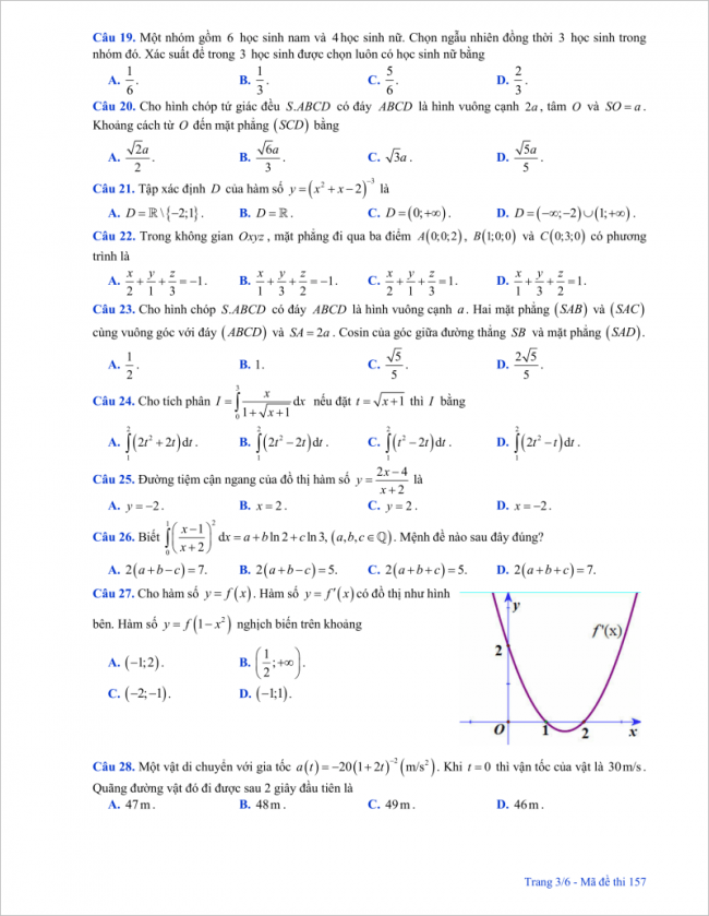 trang 3 câu 19-28 đề thi thử toán thpt chu văn an 2018
