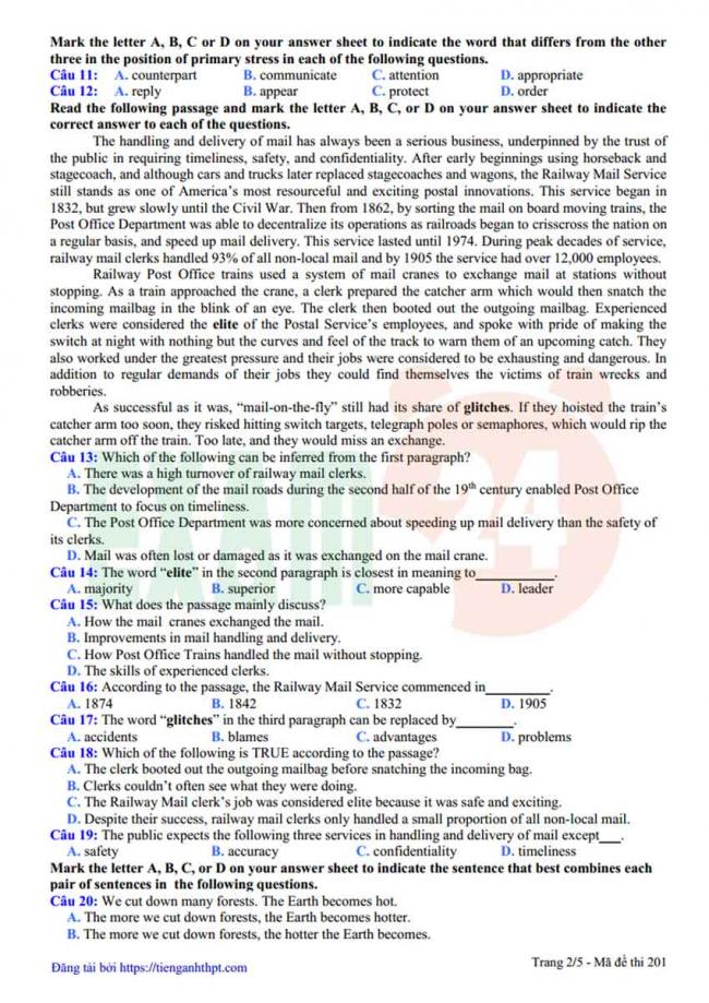 Đề thi thử môn Anh thptqg năm 2018 trường THPT Yên Lạc – Vĩnh Phúc trang 2