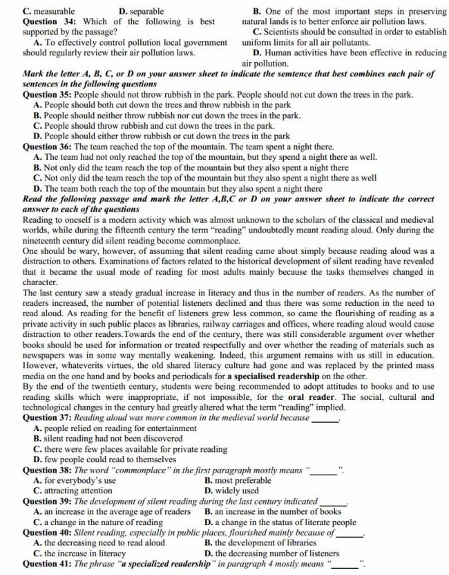 Đề thi thử môn Anh thptqg năm 2018 trường THPT chuyên Hạ Long - Quảng Ninh - trang 3