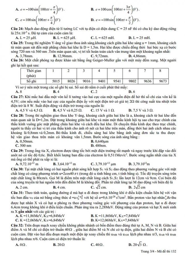 Đề thi thử môn Lý thptqg năm 2018 trường Đoàn Thượng – Hải Dương 2