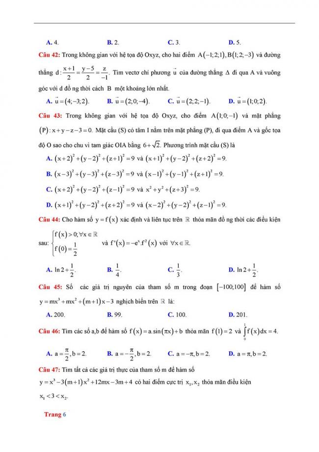 Đề thi thử môn Toán thptqg năm 2018 trường Hoàng Văn Thụ - Hòa Bình trang 6