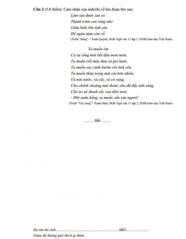 Đề thi thử môn Văn thptqg năm 2018 trường Chuyên Lê Qúy Đôn – Quảng Trị lần 2 trang 2