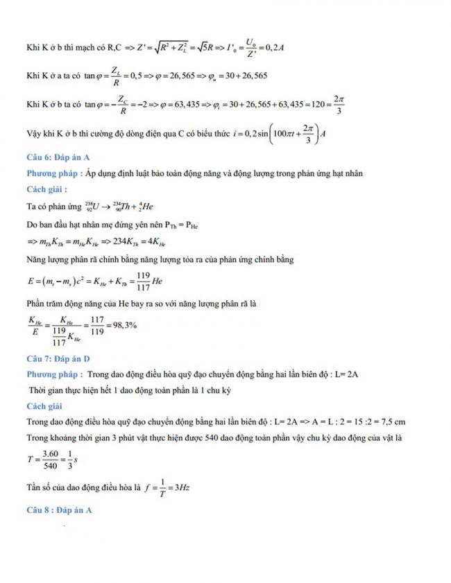 Đáp án Đề thi thử môn Lý thptqg năm 2018 trường Chuyên KHTN – Hà Nội 2