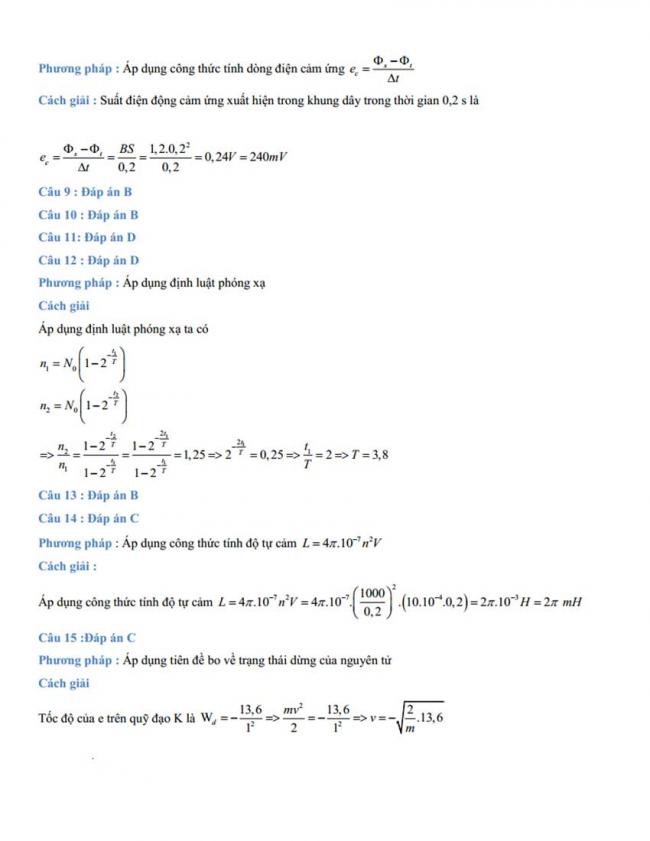 Đáp án Đề thi thử môn Lý thptqg năm 2018 trường Chuyên KHTN – Hà Nội 3