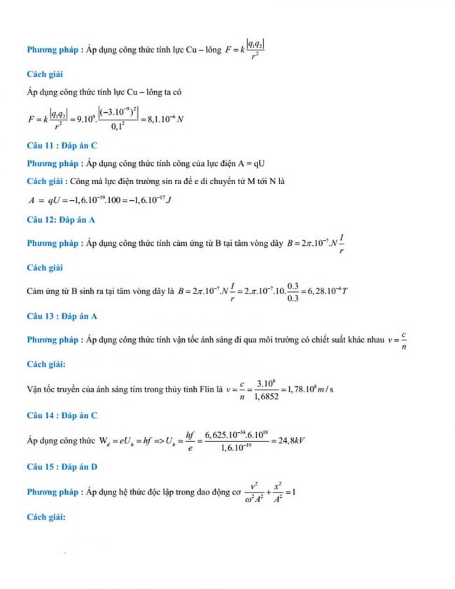 Đáp án Đề thi thử môn Lý thptqg năm 2018 trường chuyên Nguyễn Trãi – Hải Dương 1
