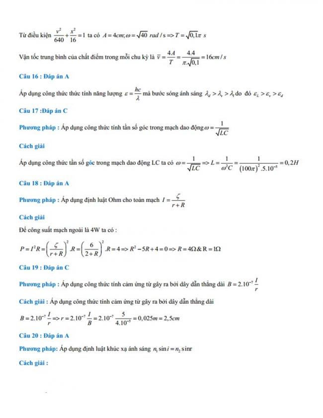 Đáp án Đề thi thử môn Lý thptqg năm 2018 trường chuyên Nguyễn Trãi – Hải Dương 2