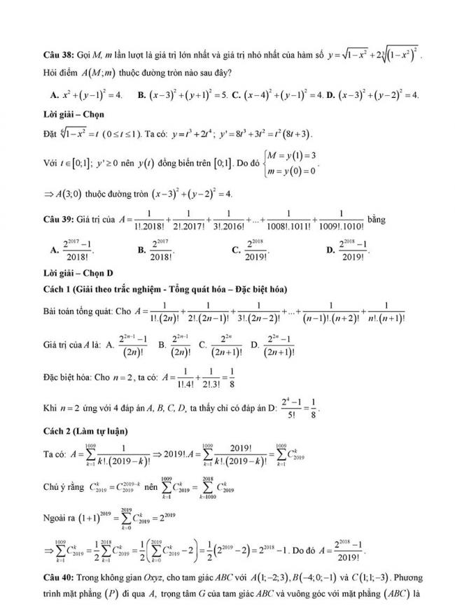 Đáp án Đề thi thử môn Toán thptqg Đà Nẵng năm 2018 trang 11