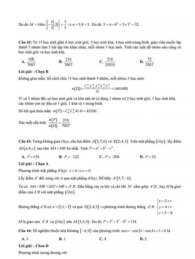 Đáp án Đề thi thử môn Toán thptqg Đà Nẵng năm 2018 trang 13