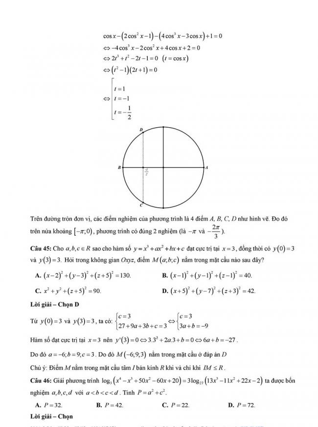 Đáp án Đề thi thử môn Toán thptqg Đà Nẵng năm 2018 trang 14