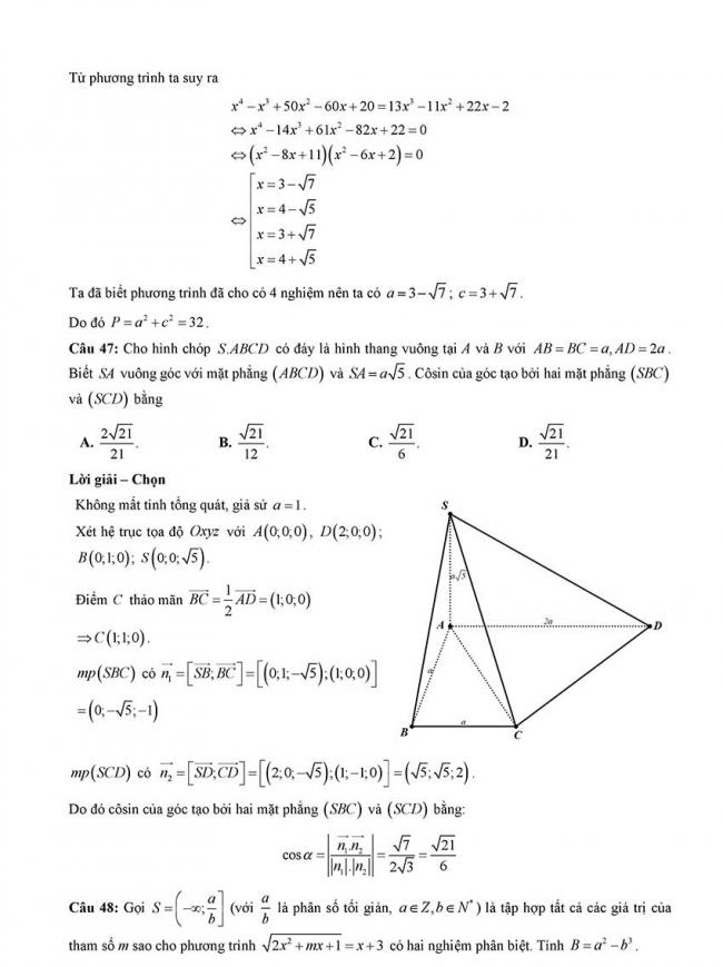 Đáp án Đề thi thử môn Toán thptqg Đà Nẵng năm 2018 trang 15