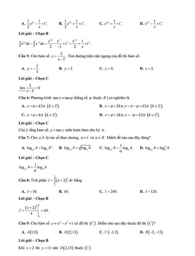 Đáp án Đề thi thử môn Toán thptqg Đà Nẵng năm 2018 trang 2
