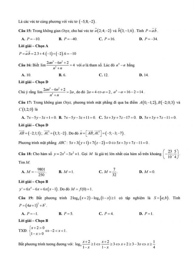 Đáp án Đề thi thử môn Toán thptqg Đà Nẵng năm 2018 trang 4