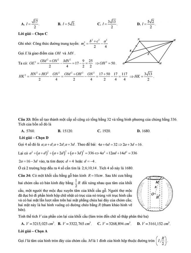 Đáp án Đề thi thử môn Toán thptqg Đà Nẵng năm 2018 trang 8