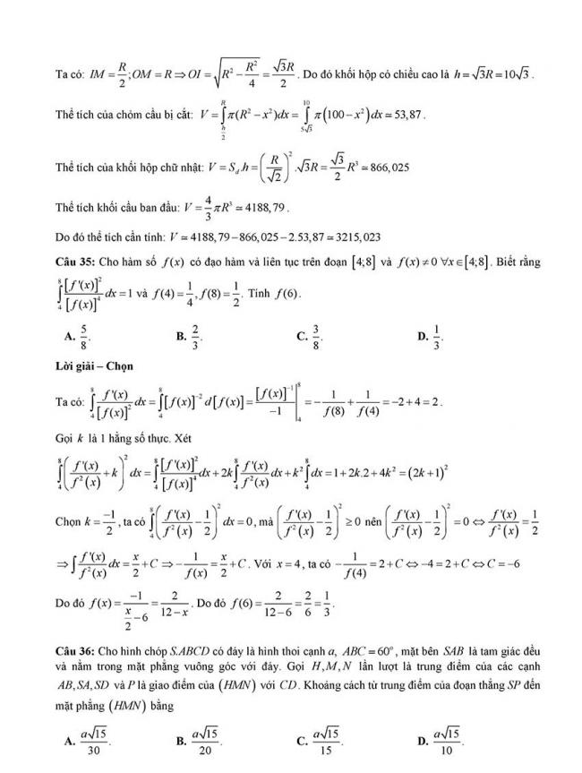 Đáp án Đề thi thử môn Toán thptqg Đà Nẵng năm 2018 trang 9