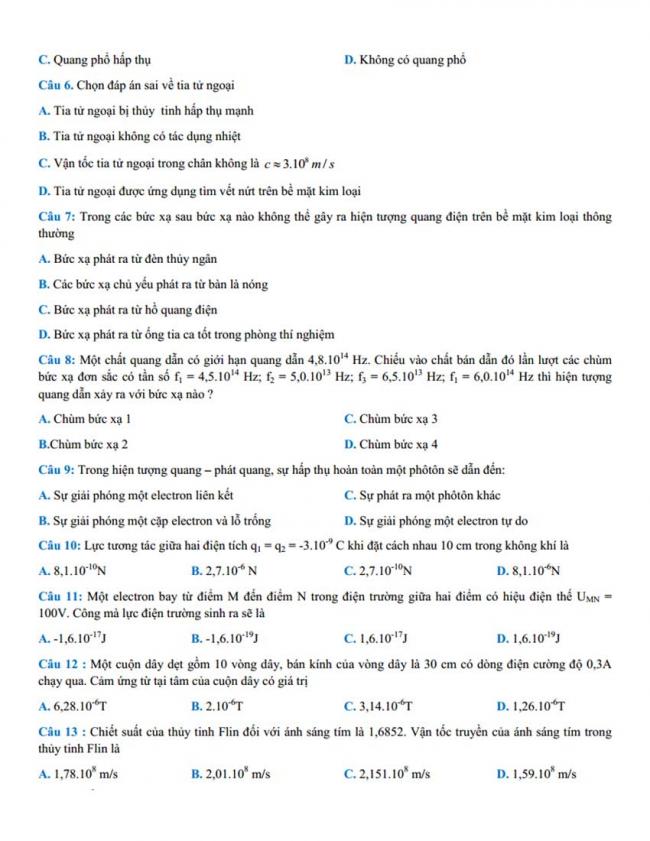 Đề thi thử môn Lý thptqg năm 2018 trường chuyên Nguyễn Trãi – Hải Dương 1