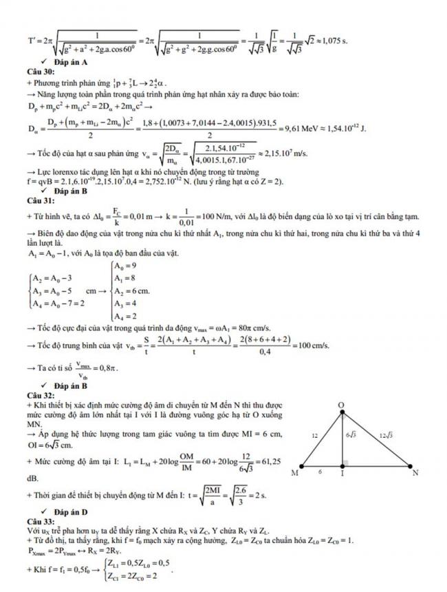Đáp án Đề thi thử môn Lý thptqg năm 2018 trường chuyên Hà Tĩnh 3