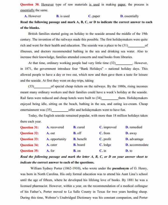 Đề thi thử môn Anh thptqg năm 2018 trường THPT chuyên Hoàng Văn Thụ Hòa Binh trang 4