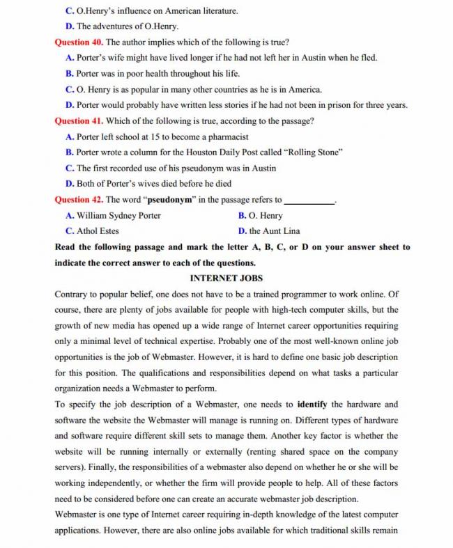 Đề thi thử môn Anh thptqg năm 2018 trường THPT chuyên Hoàng Văn Thụ Hòa Binh trang 6
