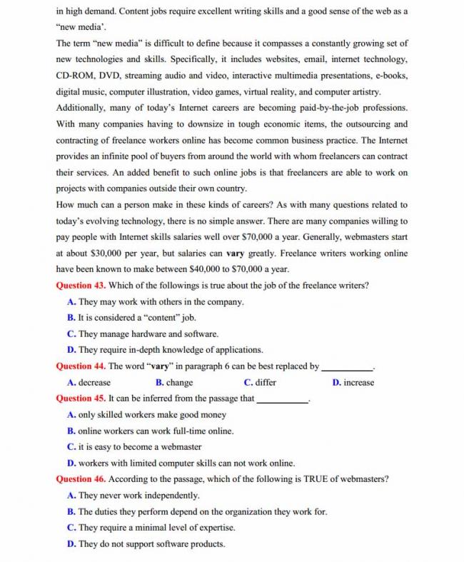 Đề thi thử môn Anh thptqg năm 2018 trường THPT chuyên Hoàng Văn Thụ Hòa Binh trang 7